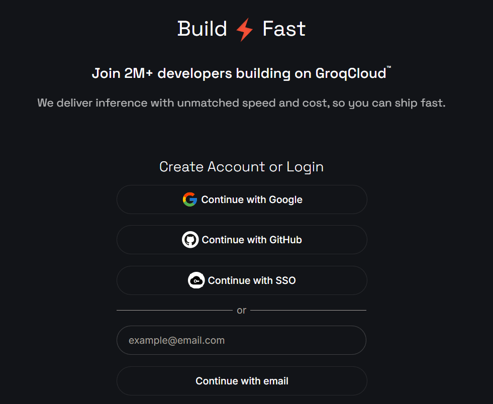 Groqのログイン画面